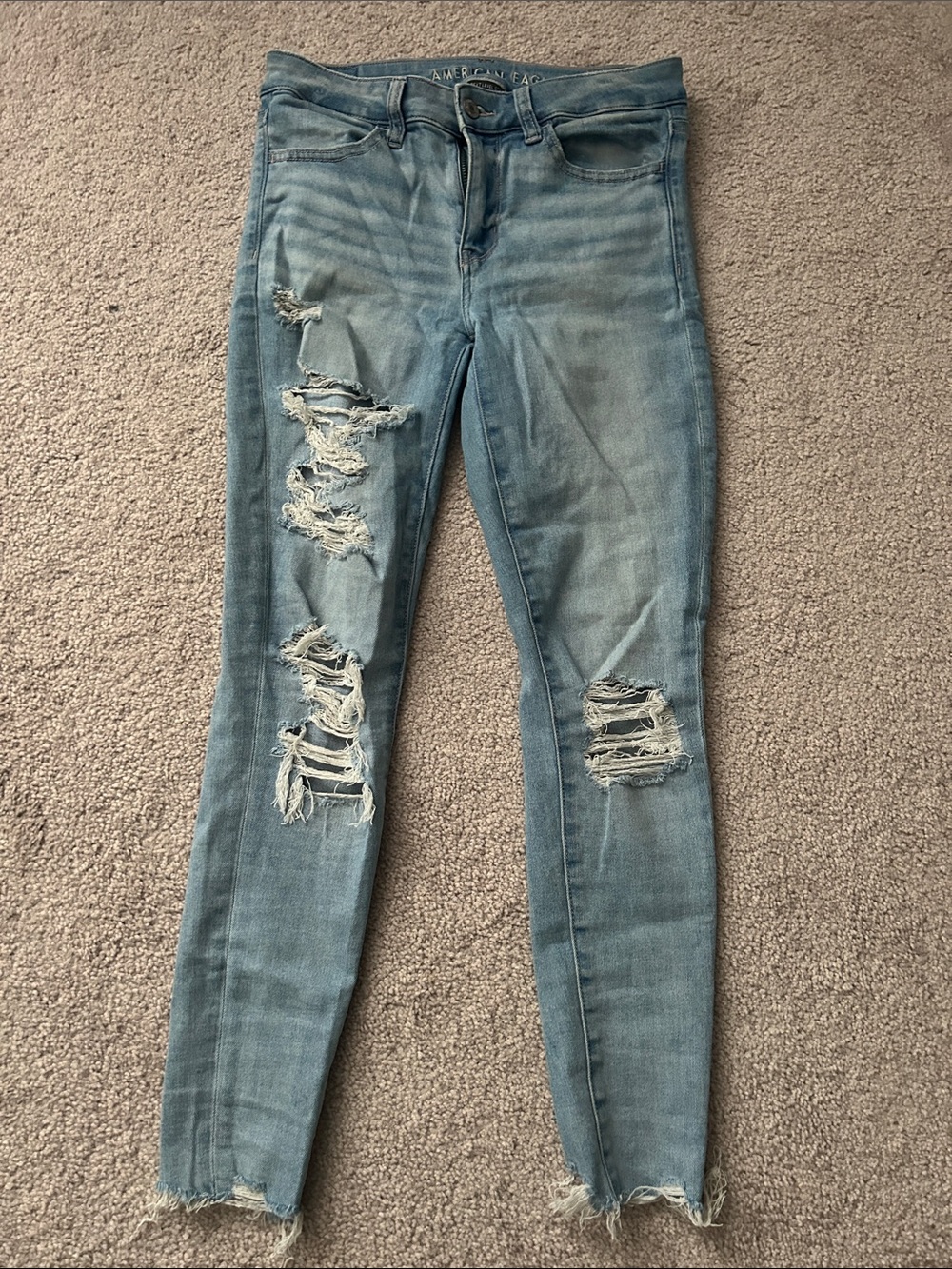 American Eagle Outfitters Distressed Light Blue Skinny Jeans